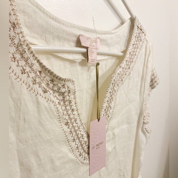 ST. TROPEZ WEST Linen Dress/Cover Up | Coastal| 100% Linen | size M | NWT - Picture 6 of 8